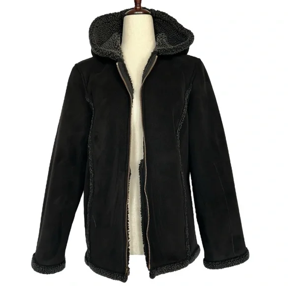 L.L. Bean | Jackets & Coats | Ll Bean Black Faux Suede Sherpa 